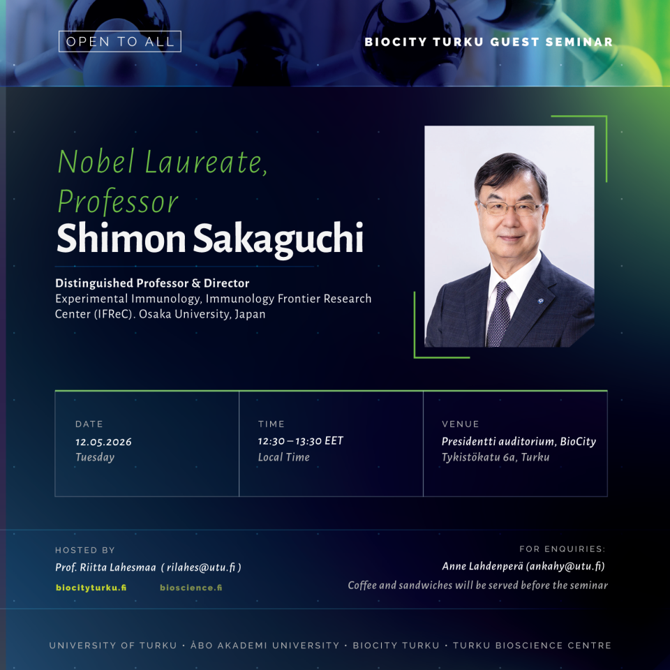 BioCity Turku Guest Seminar: Prof. Shimon Sakaguchi