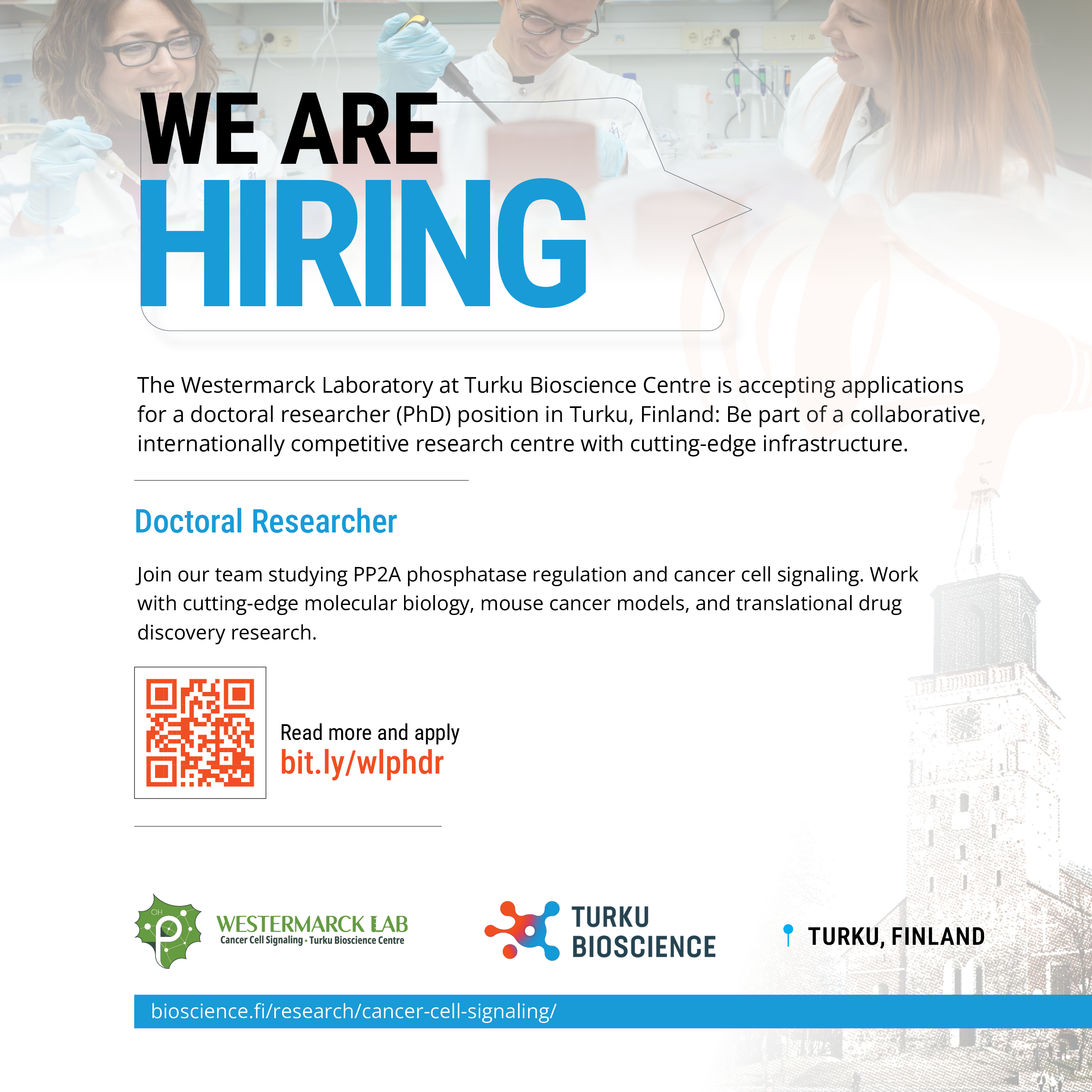 Doctoral researcher position at Westermarck laboratory