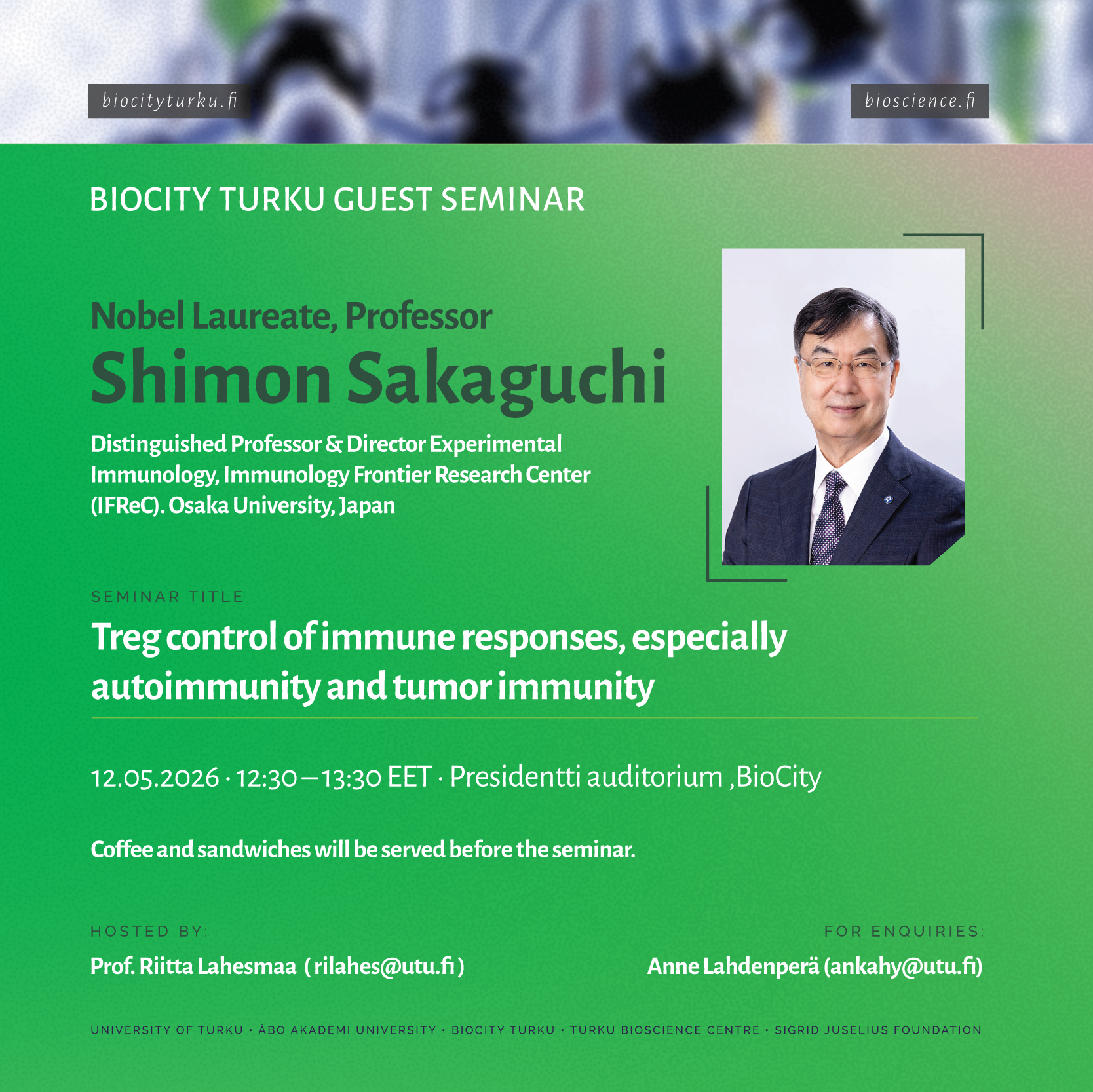 BioCity Turku Guest Seminar: Prof. Shimon Sakaguchi